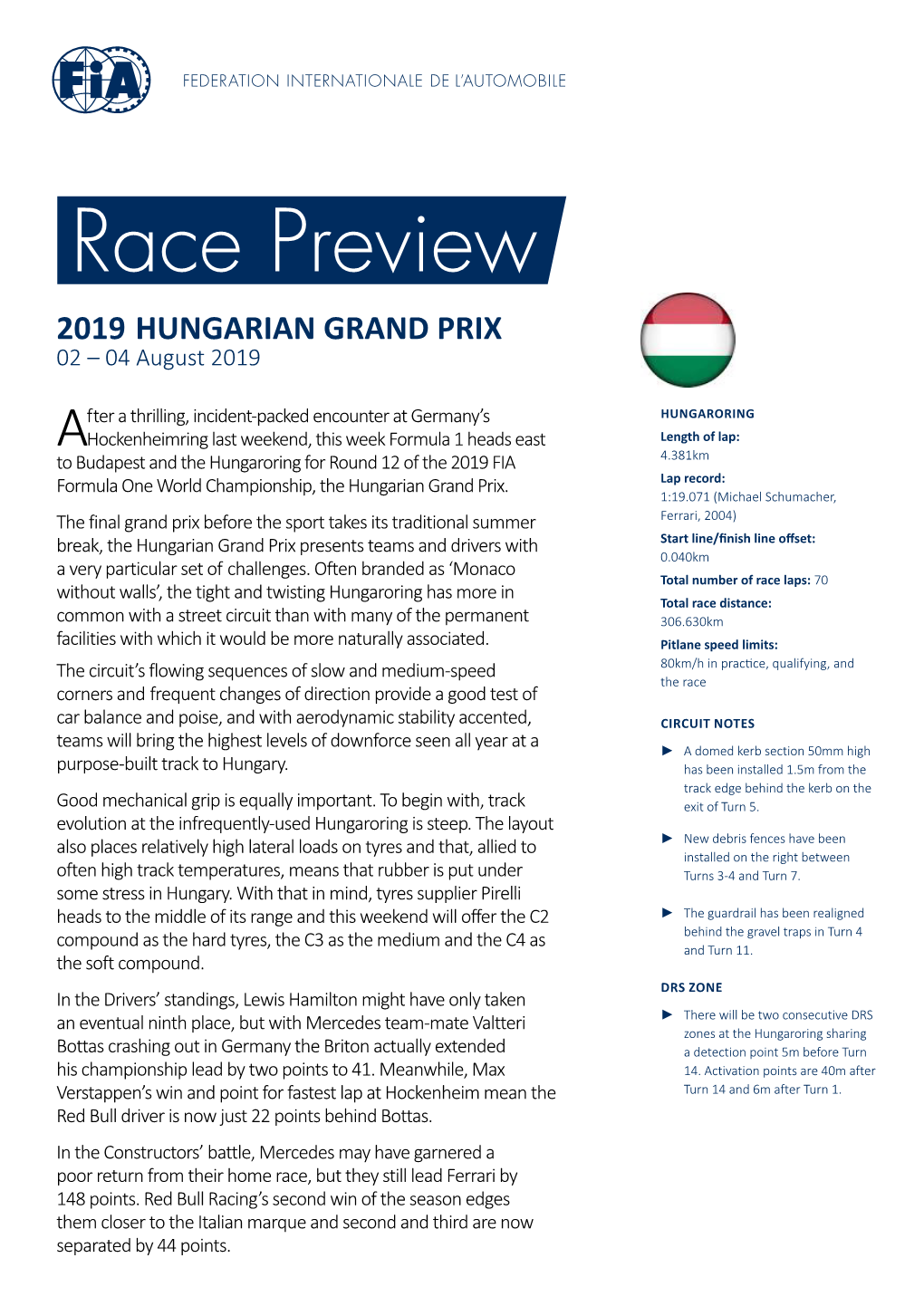 2019 HUNGARIAN GRAND PRIX 02 – 04 August 2019