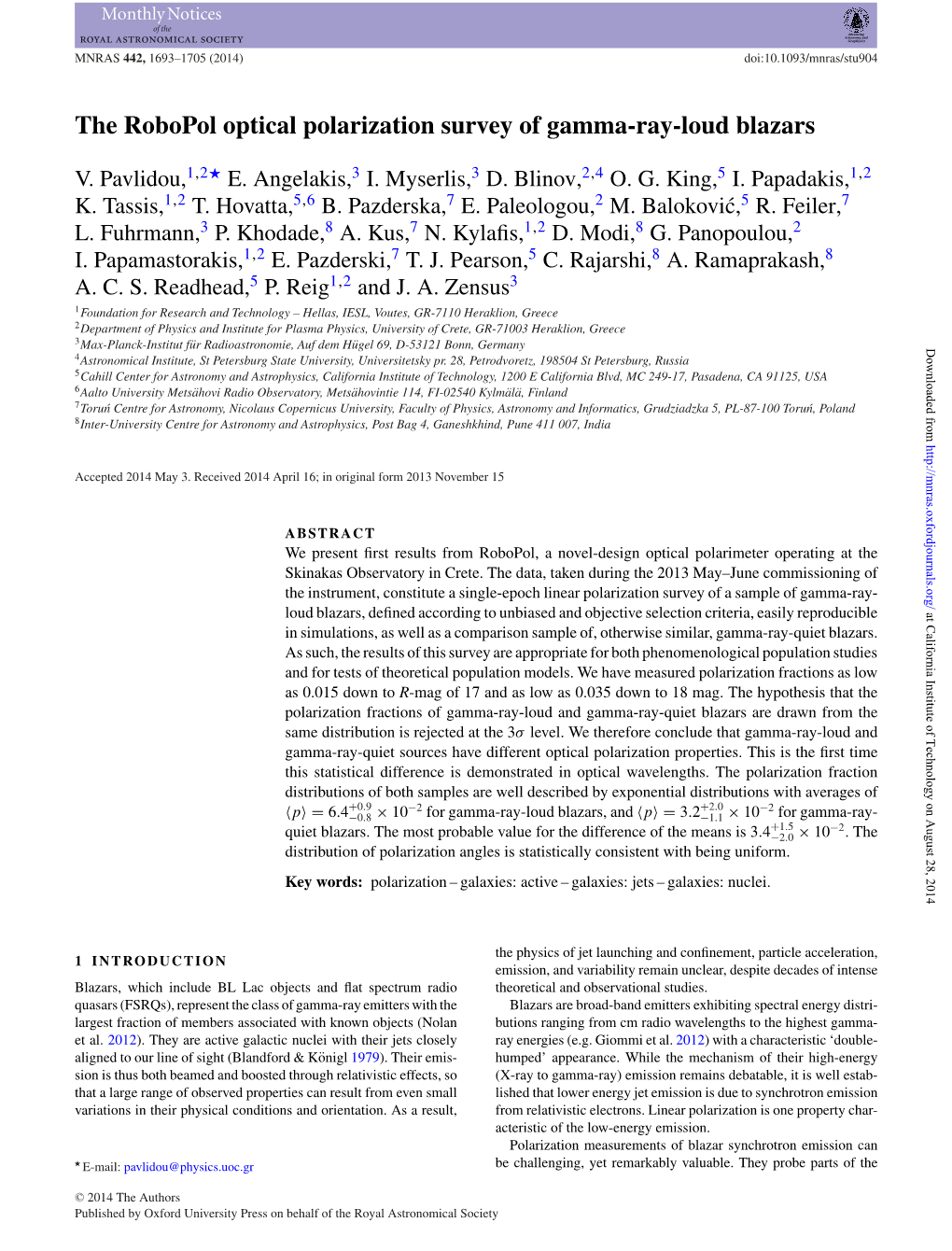 The Robopol Optical Polarization Survey of Gamma-Ray-Loud Blazars