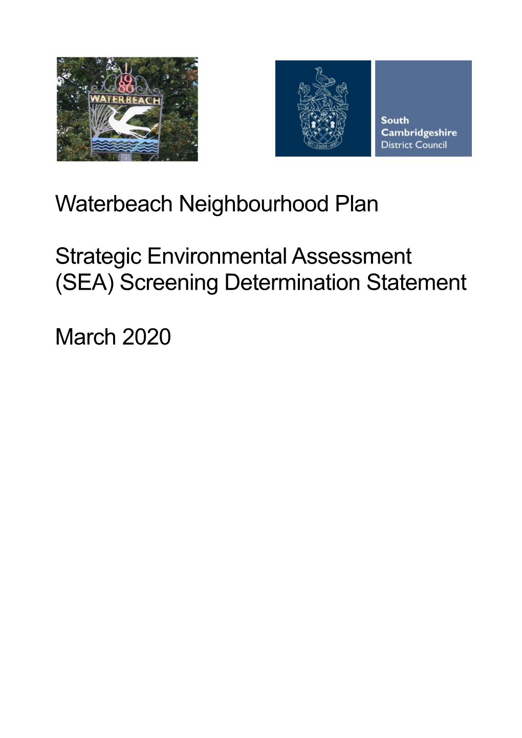 Strategic Environmental Assessment Screening Determination Statement