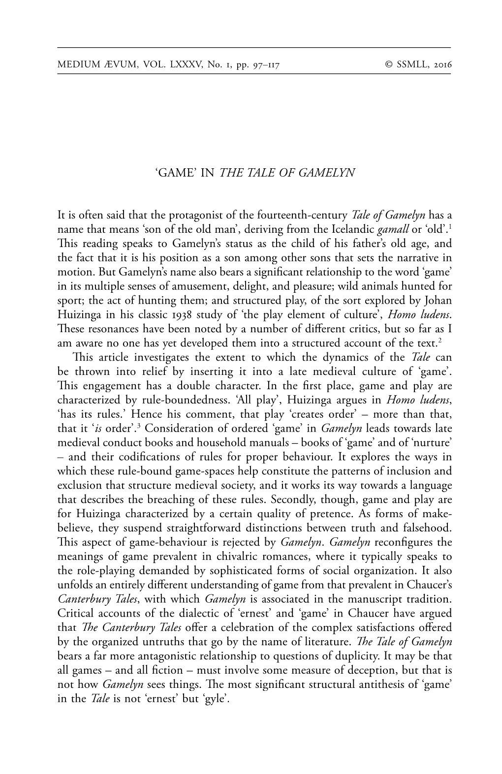 Game’ in the Tale of Gamelyn