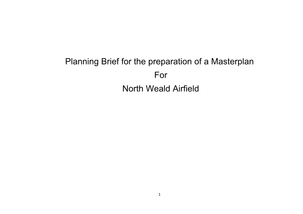 Planning Brief for the Preparation of a Masterplan for North Weald Airfield