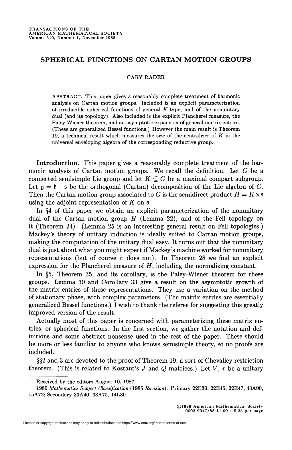 Spherical Functions on Cartan Motion Groups