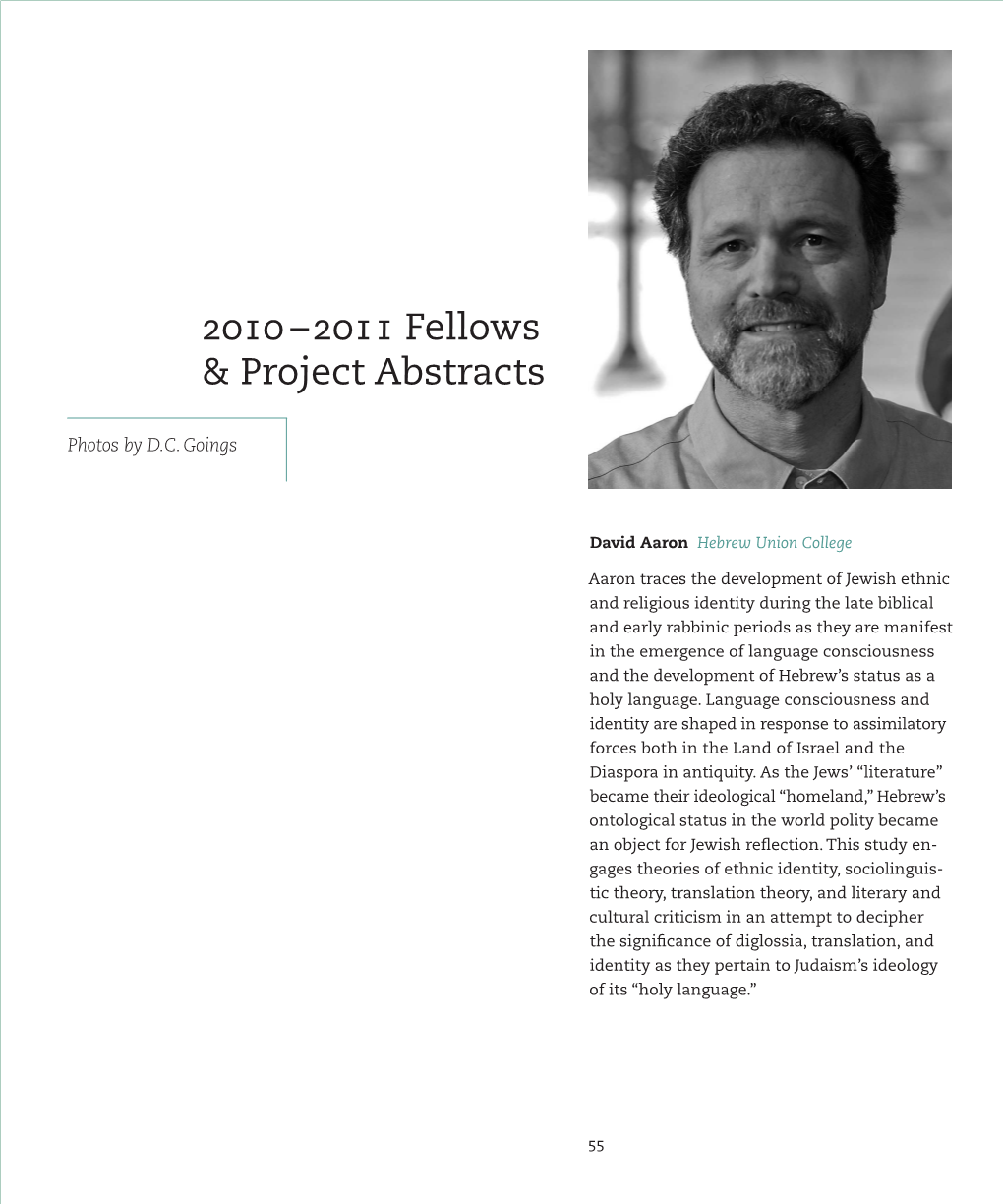 2010 –2011 Fellows & Project Abstracts