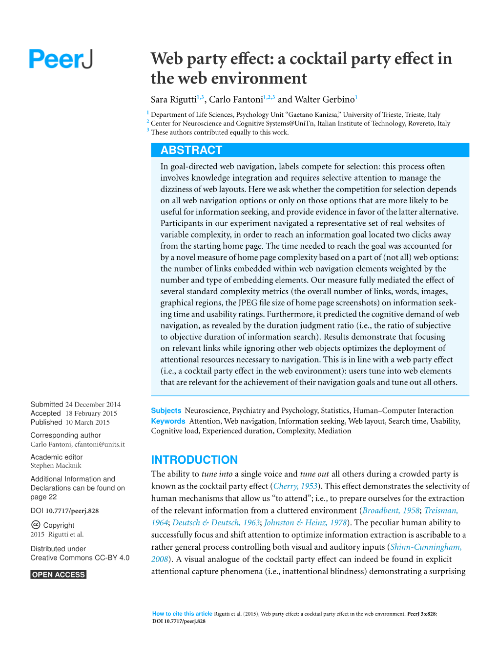 Web Party Effect: a Cocktail Party Effect in the Web Environment