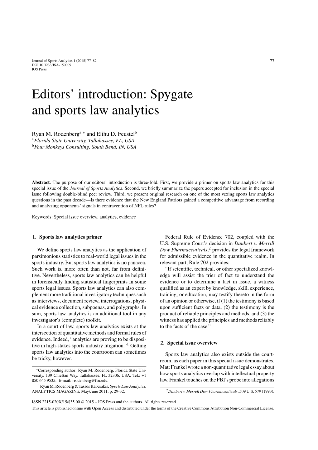 Spygate and Sports Law Analytics