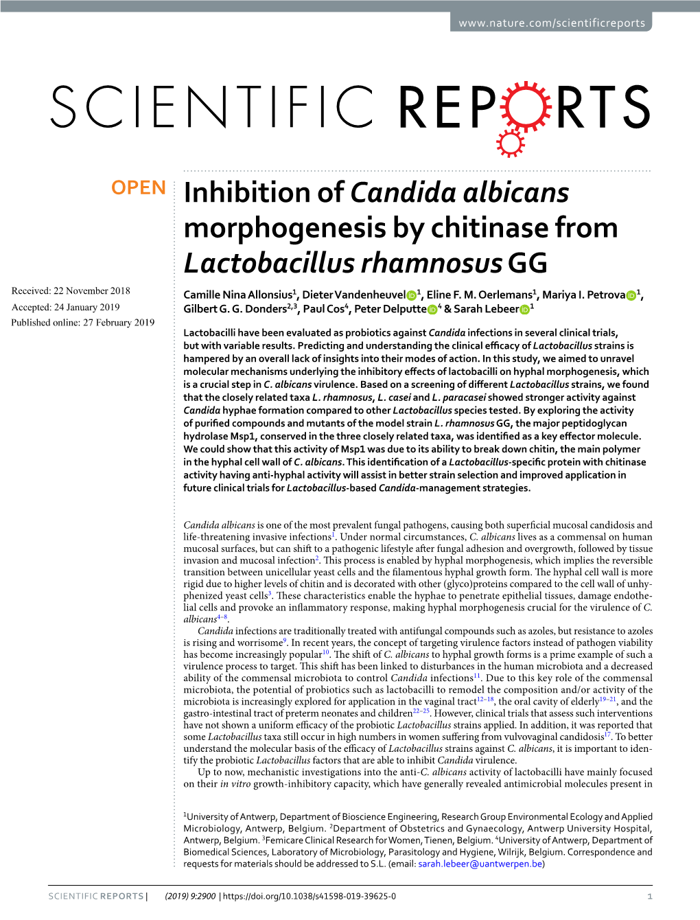 Inhibition of Candida Albicans Morphogenesis by Chitinase From