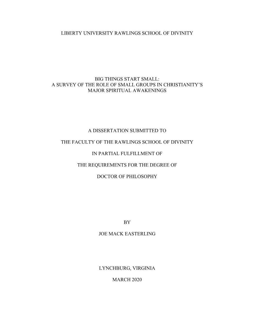 A Survey of the Role of Small Groups in Christianity's Major Spiritual