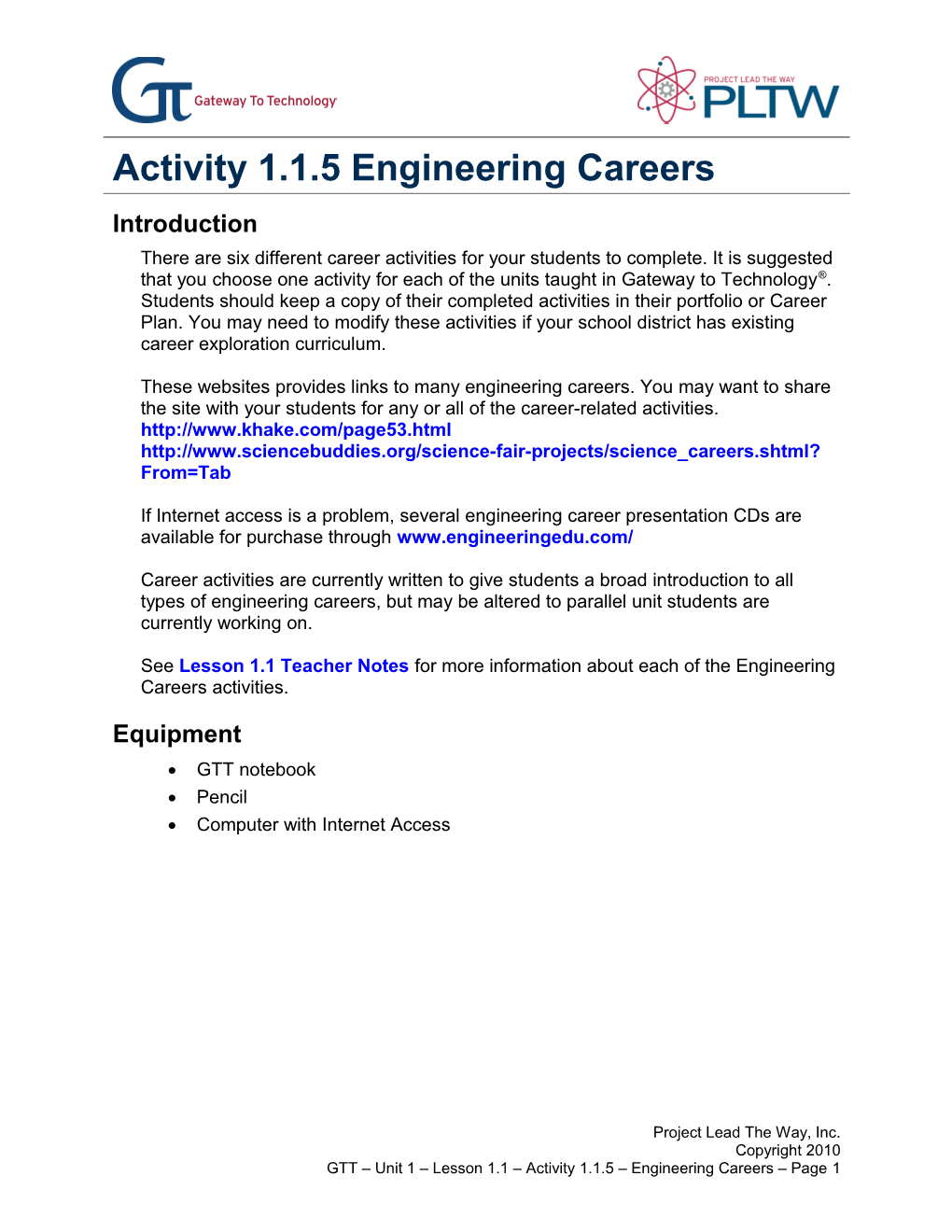 Activity 1.1.5 Engineering Careers