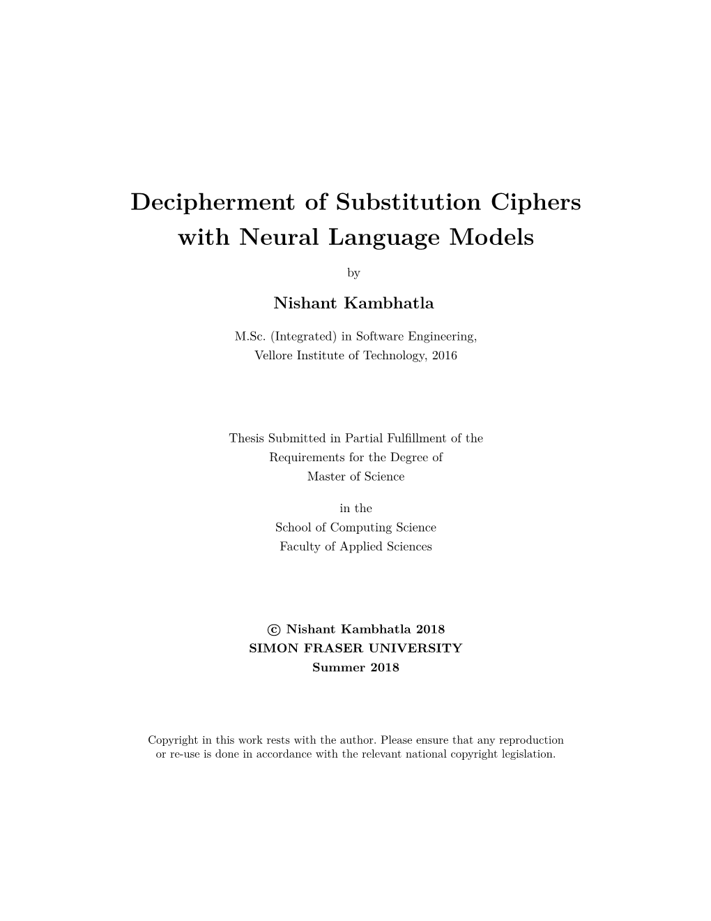 Decipherment of Substitution Ciphers with Neural Language Models