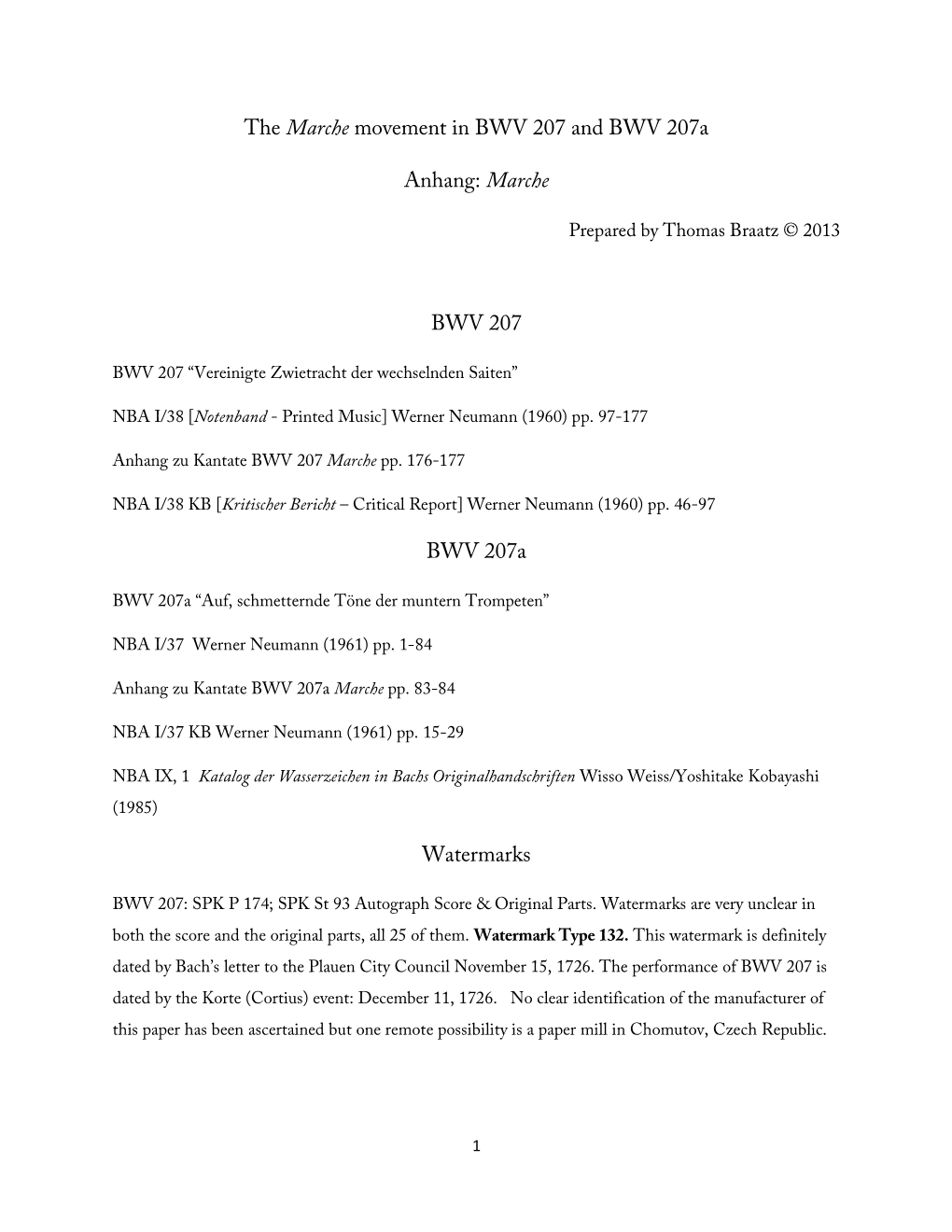 The Marche Movement in BWV 207 and BWV 207A