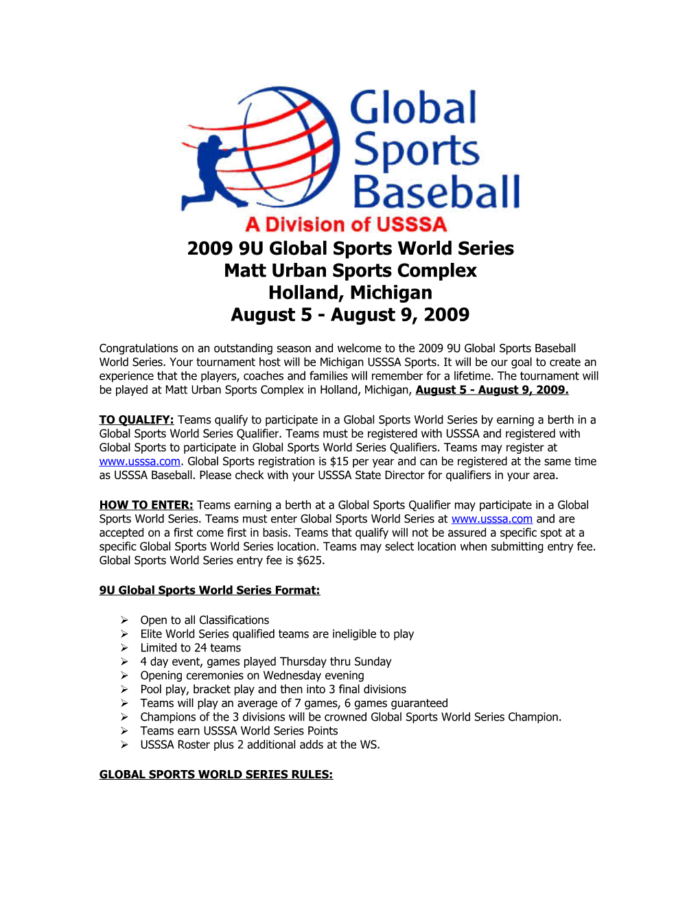 2009 9U Global Sports World Series