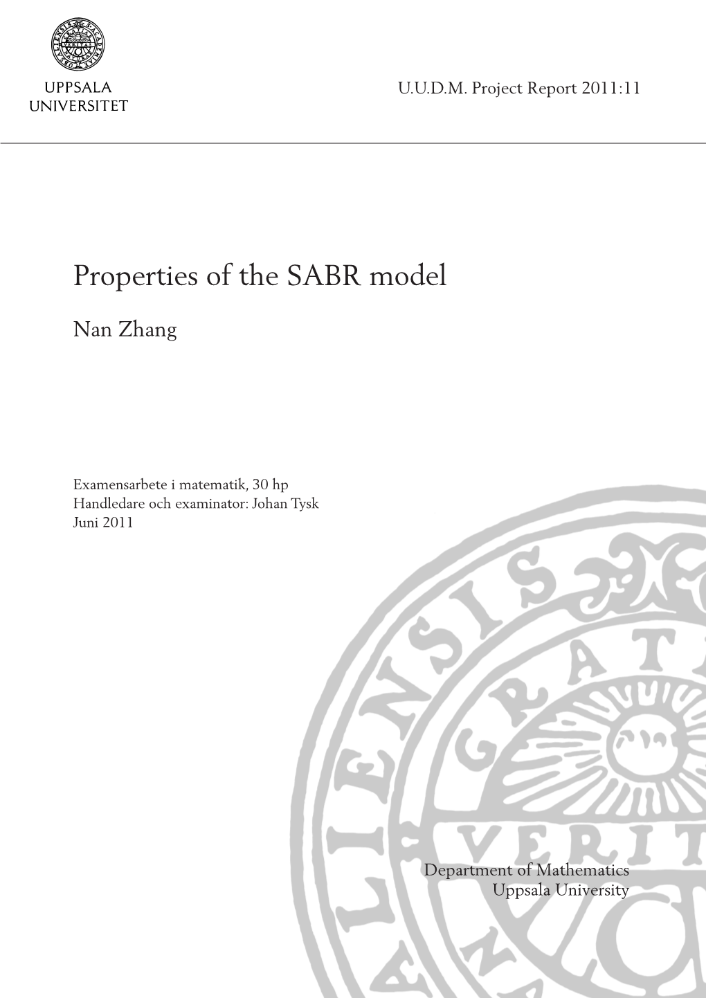 Properties of the SABR Model