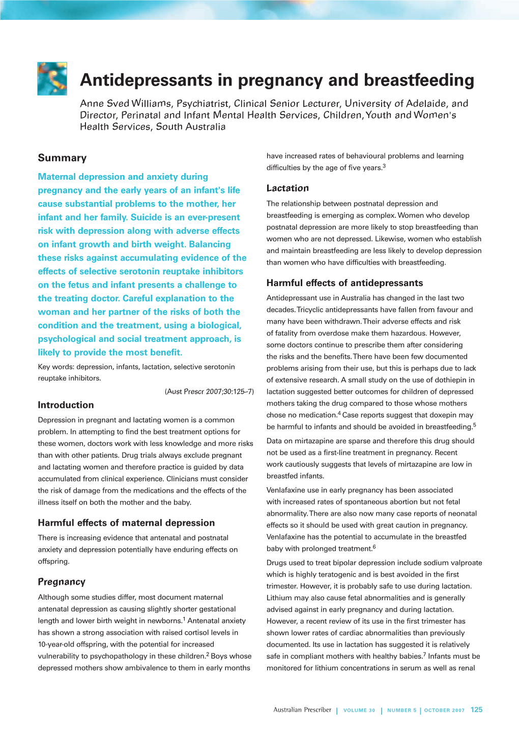 Antidepressants in Pregnancy and Breastfeeding