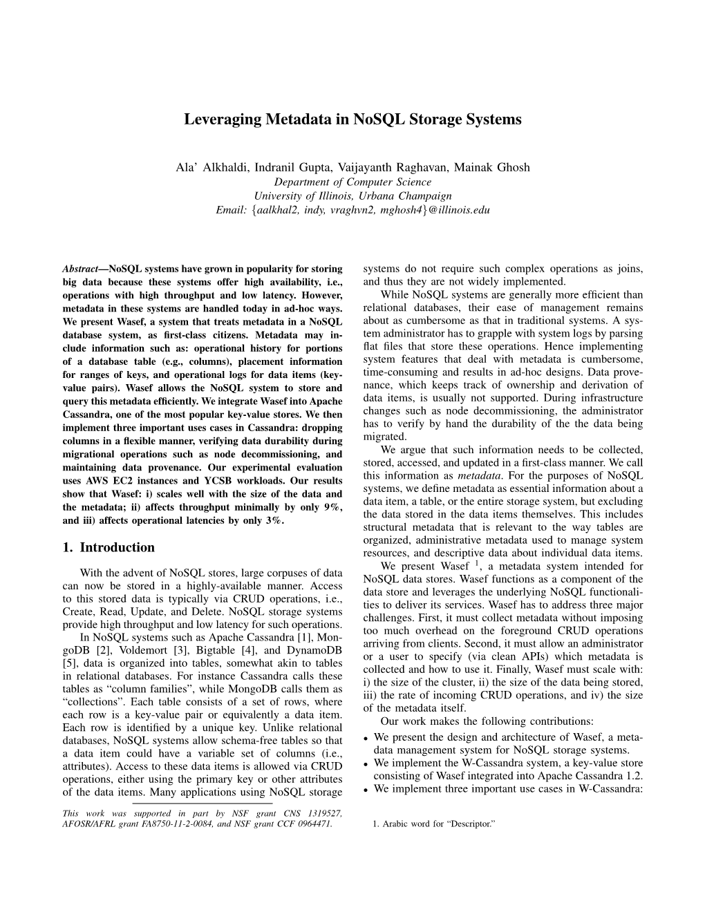 Leveraging Metadata in Nosql Storage Systems