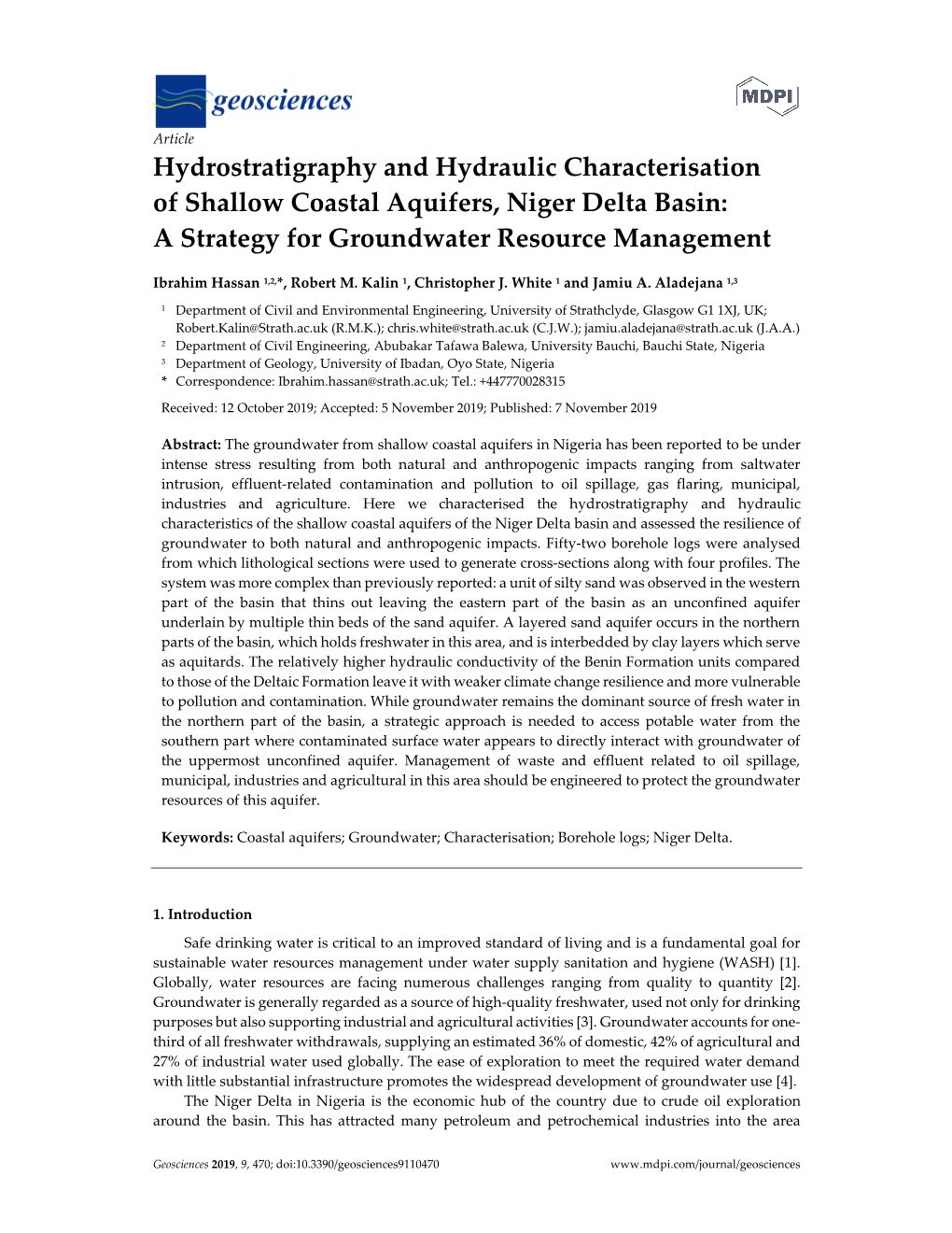 Hydrostratigraphy and Hydraulic Characterisation of Shallow Coastal Aquifers, Niger Delta Basin: a Strategy for Groundwater Resource Management