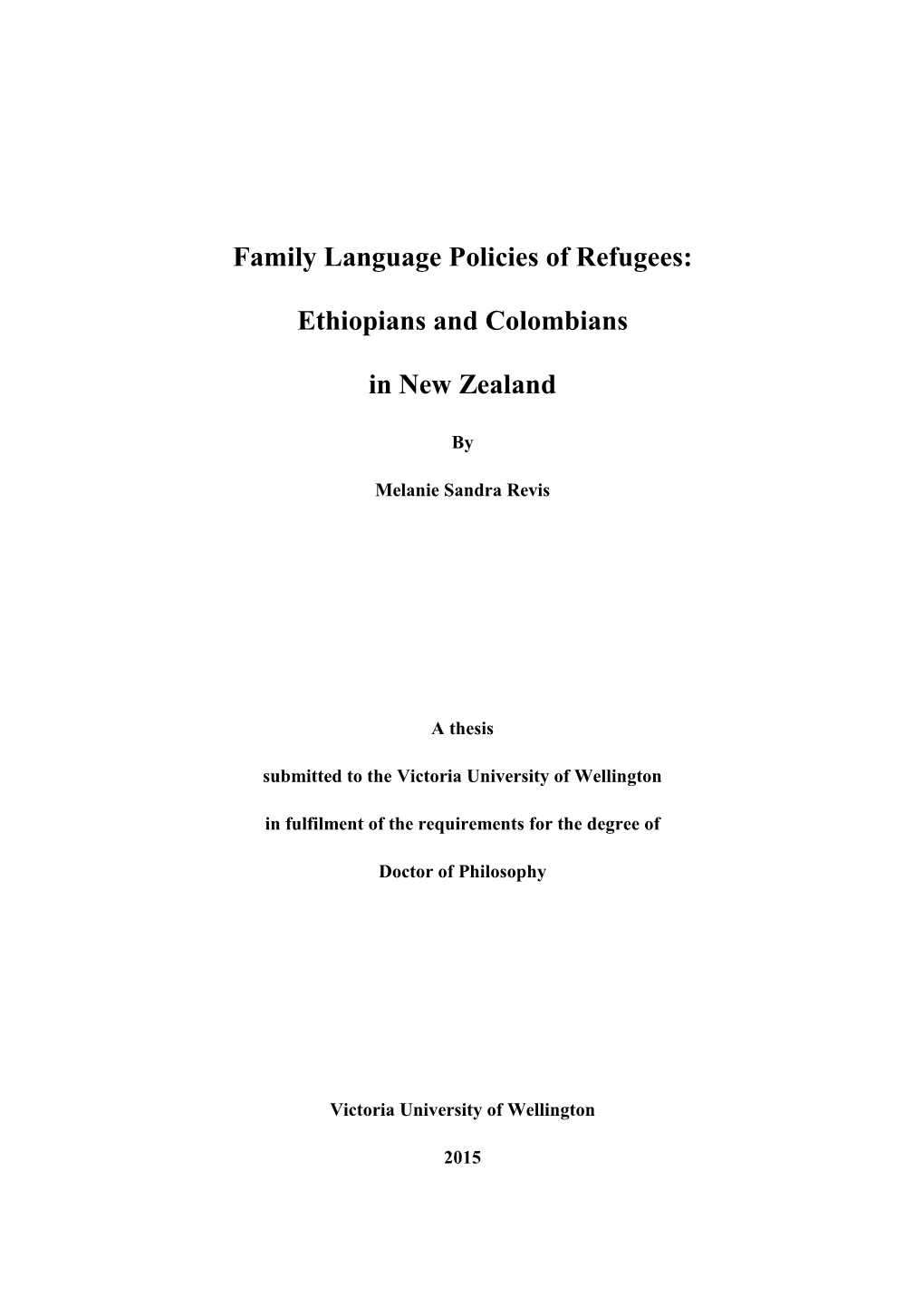 Family Language Policies of Refugees