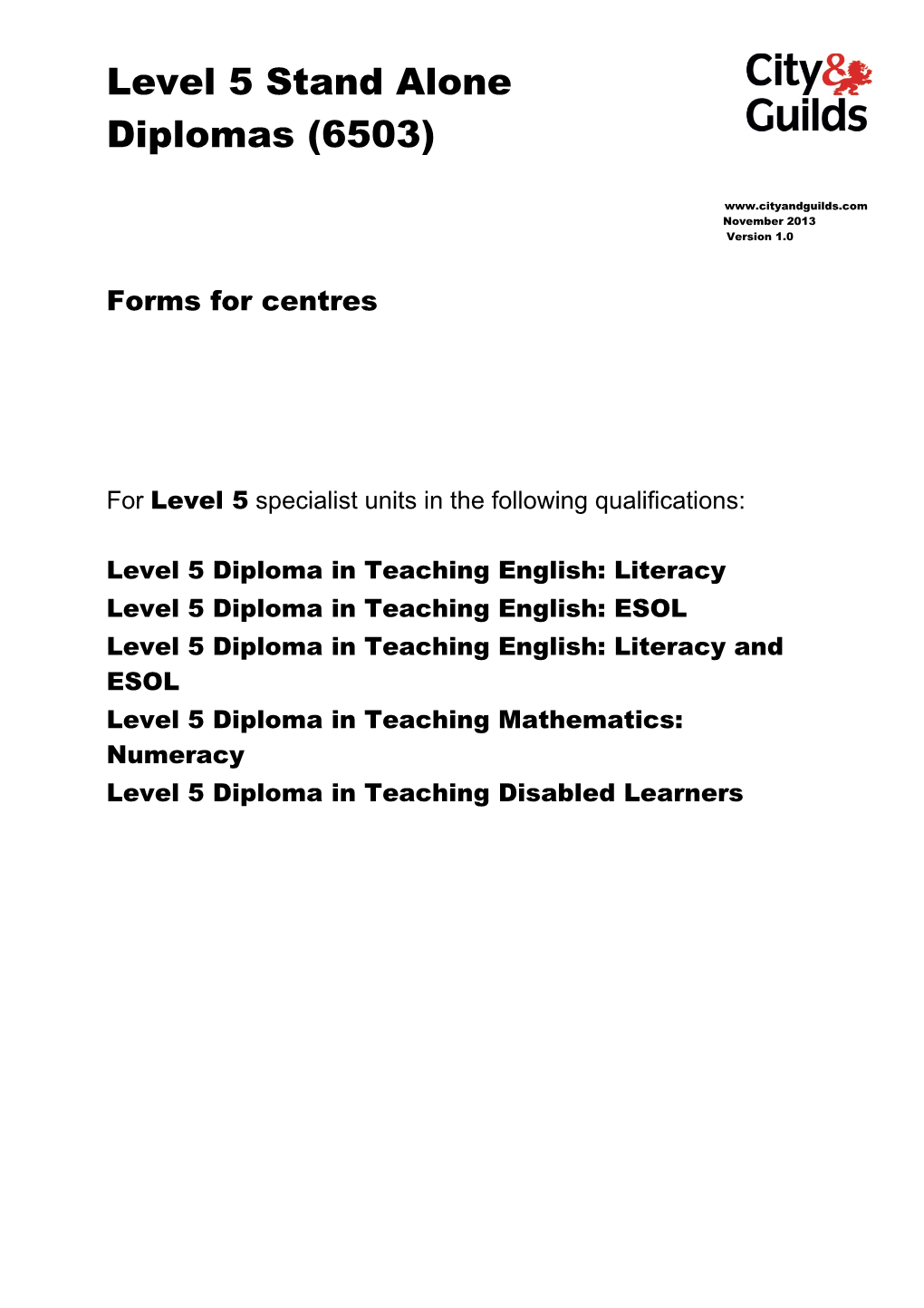 Level 5 Diploma in Education and Training (6502)