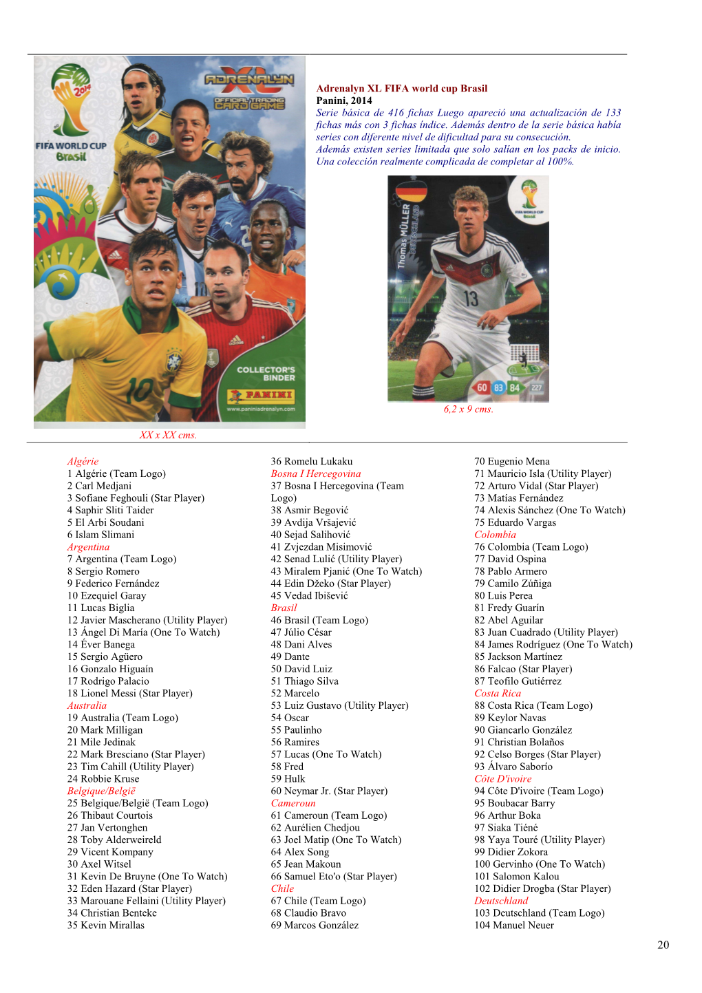 Adrenalyn XL 2014 FIFA World Cup Brasil