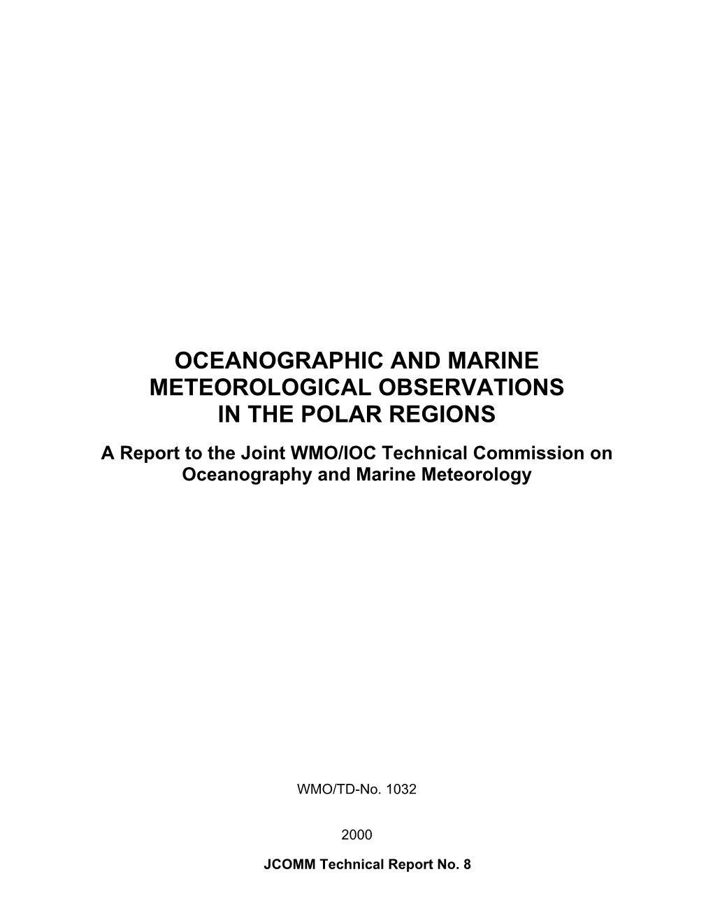 Oceanographic and Marine Meteorological Observations in the Polar Regions