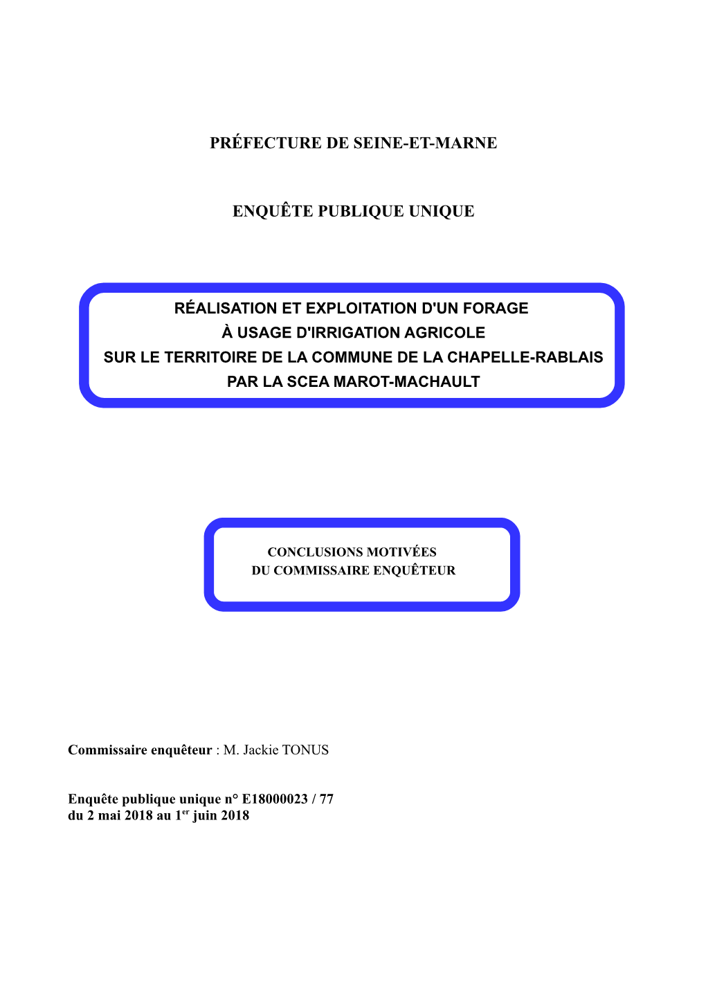 Préfecture De Seine-Et-Marne Enquête Publique Unique