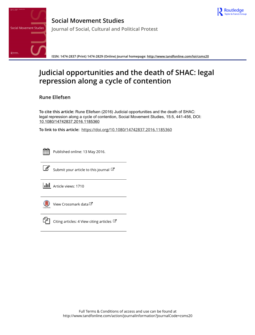 Judicial Opportunities and the Death of SHAC: Legal Repression Along a Cycle of Contention