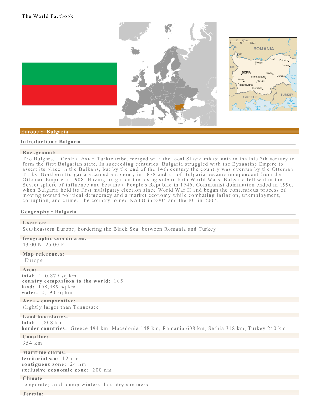 The World Factbook Europe :: Bulgaria Introduction :: Bulgaria