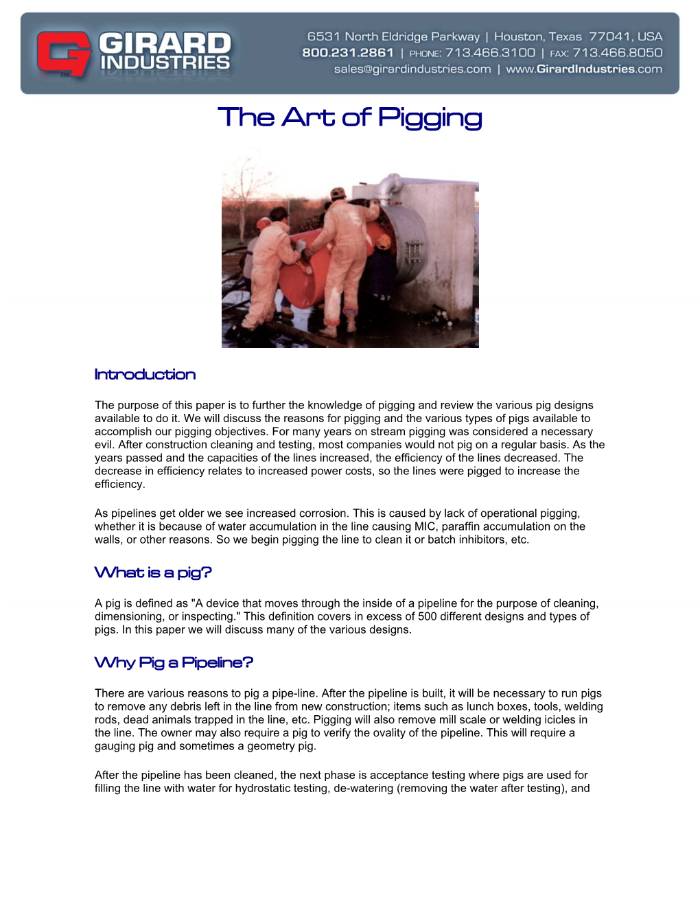 The Art of Pigging