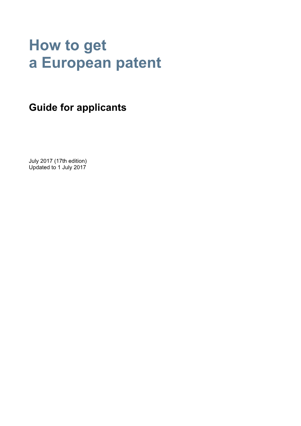 How to Get a European Patent