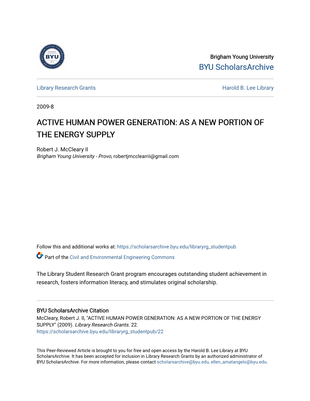 Active Human Power Generation: As a New Portion of the Energy Supply