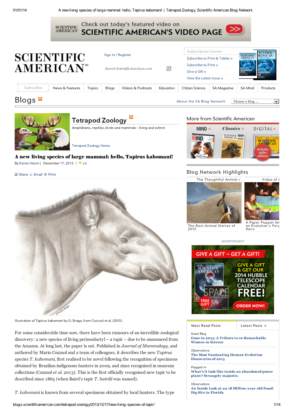 Tetrapod Zoology, Scientific American Blog Network