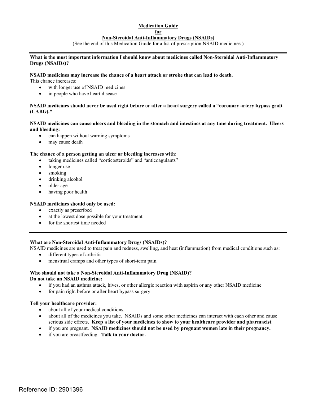 Medication Guide for Non-Steroidal Anti-Inflammatory Drugs (Nsaids) (See the End of This Medication Guide for a List of Prescription NSAID Medicines.)