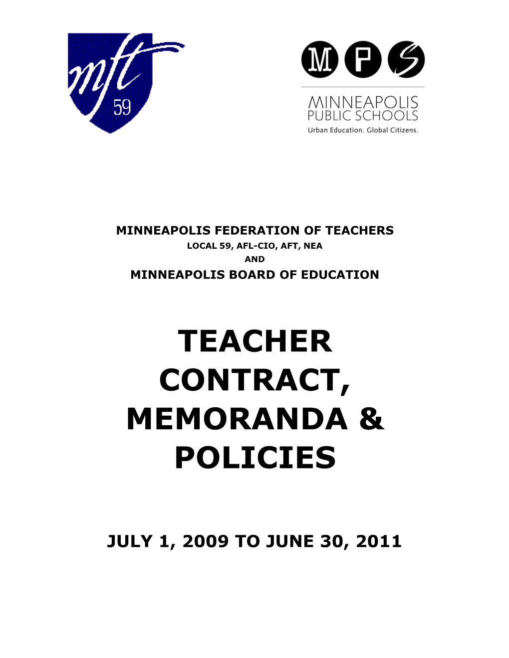 Teacher Contract, Memoranda & Policies