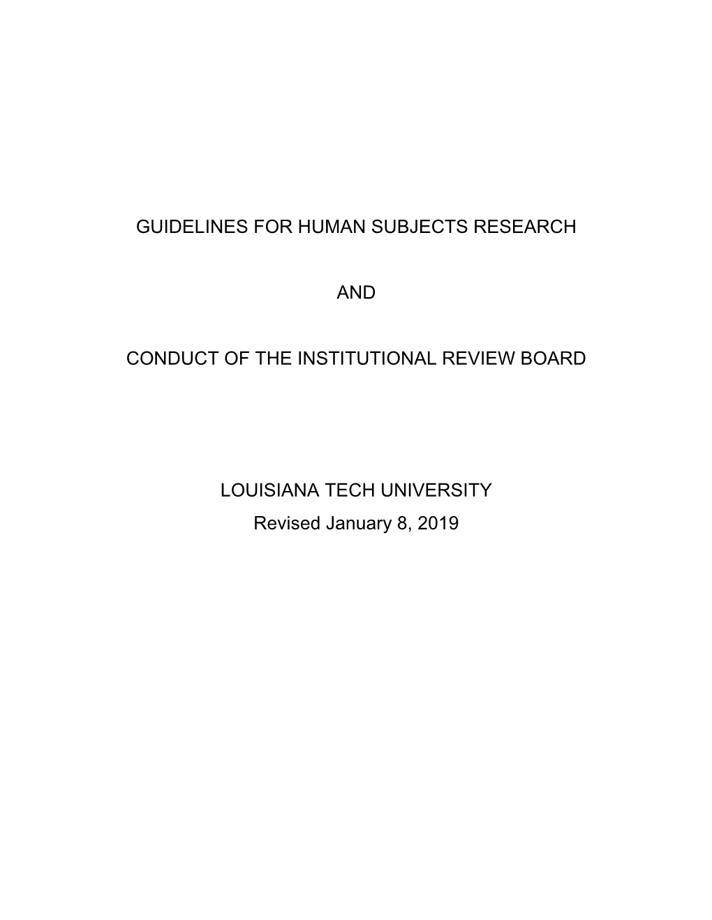 Guidelines for Human Subjects Research