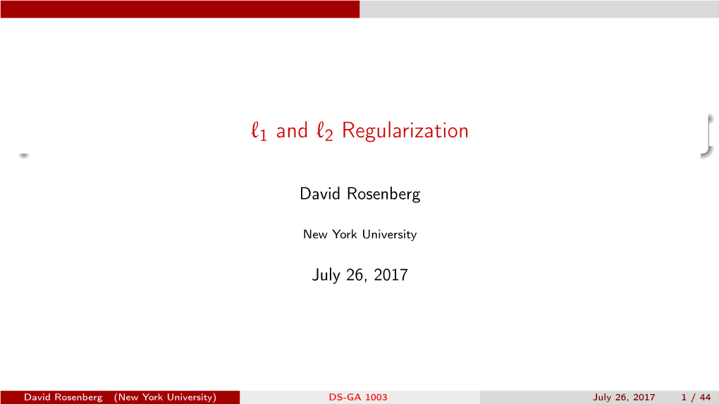 L1 and L2 Regularization