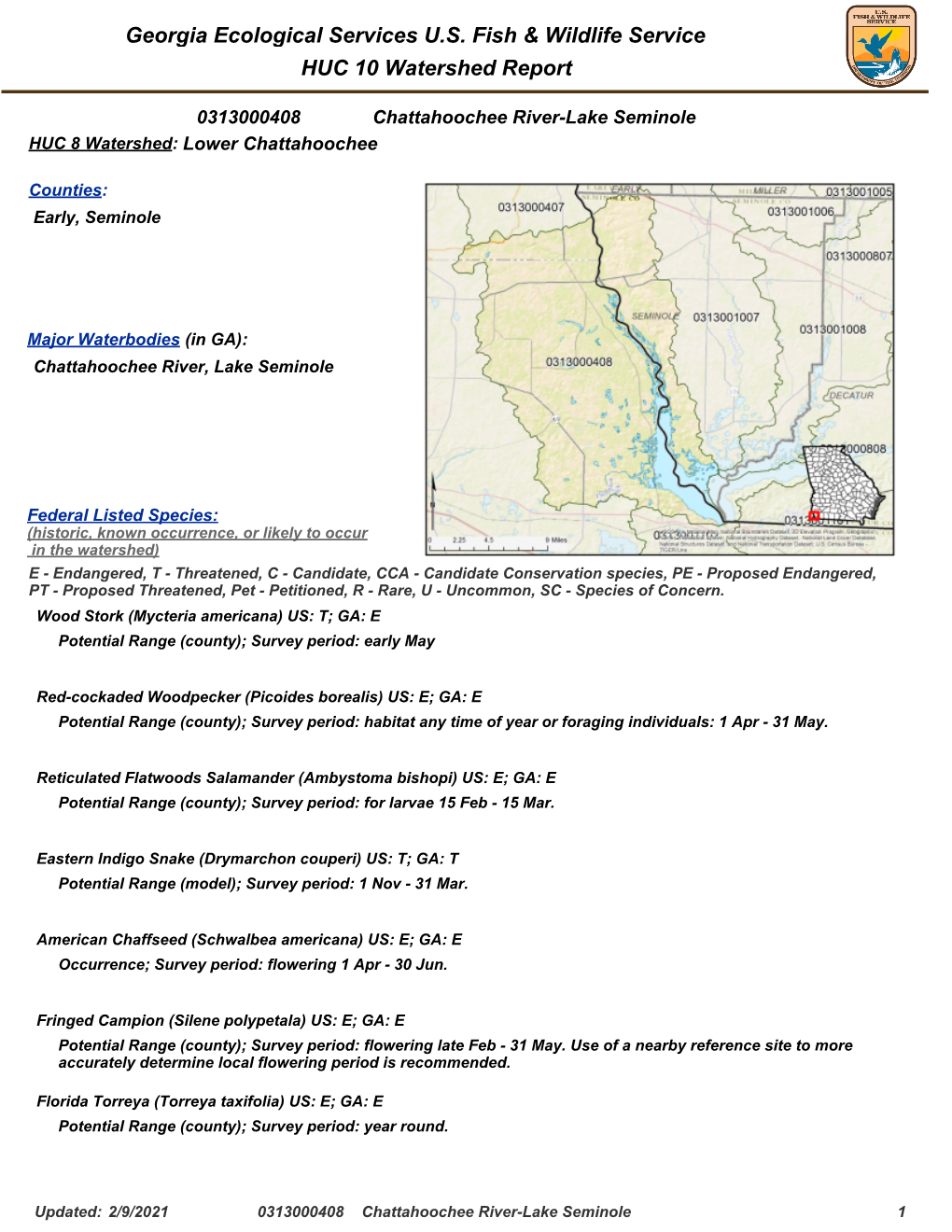 0313000408 Chattahoochee River-Lake Seminole HUC 8 Watershed: Lower Chattahoochee