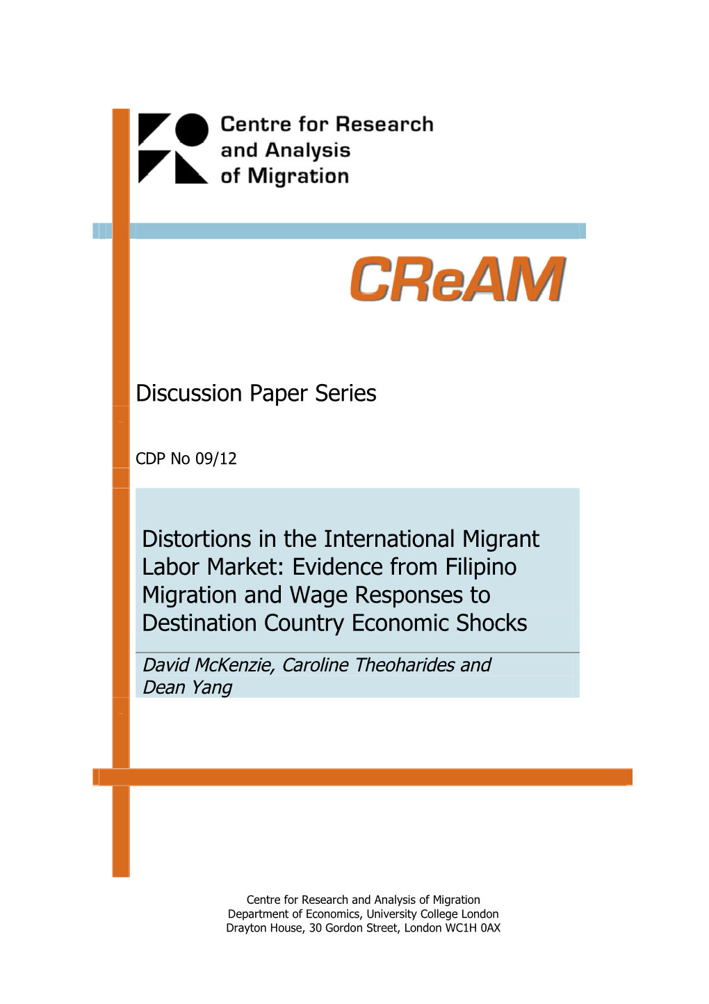 Distortions in the International Migrant Labor Market: Evidence from Filipino Migration and Wage Responses to Destination Country Economic Shocks