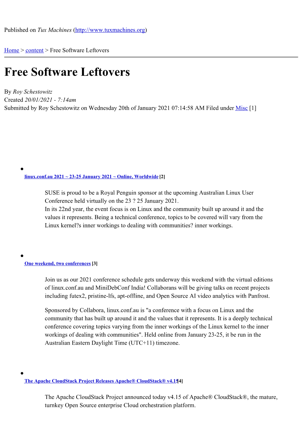 Free Software Leftovers