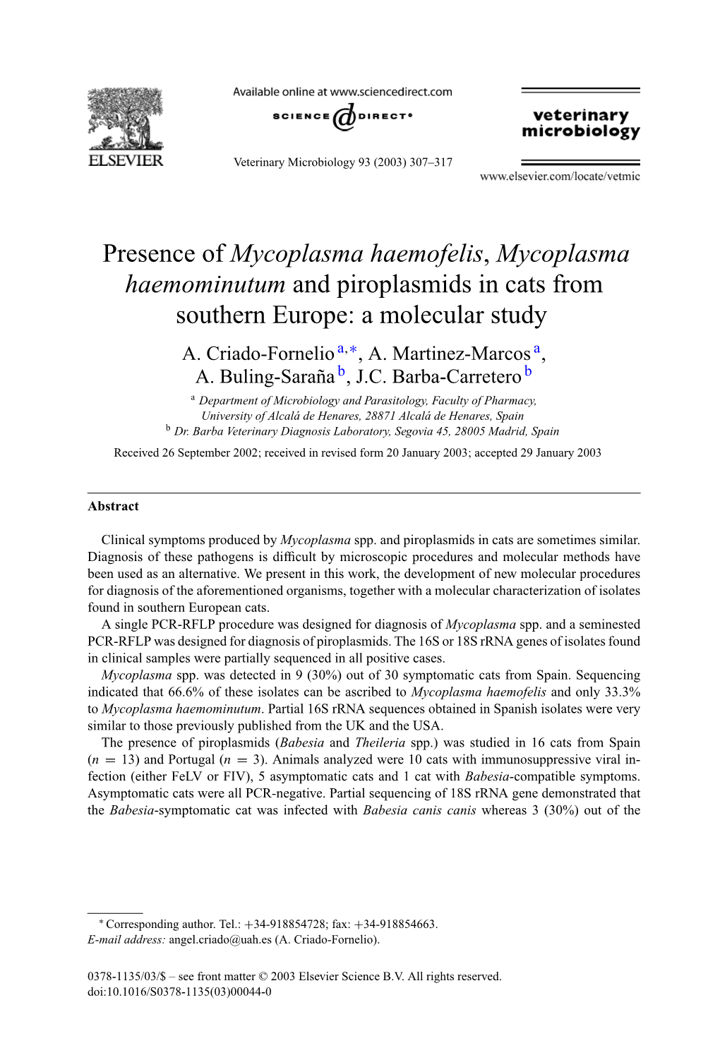 Criado-Fornelio Et Al., 2003)