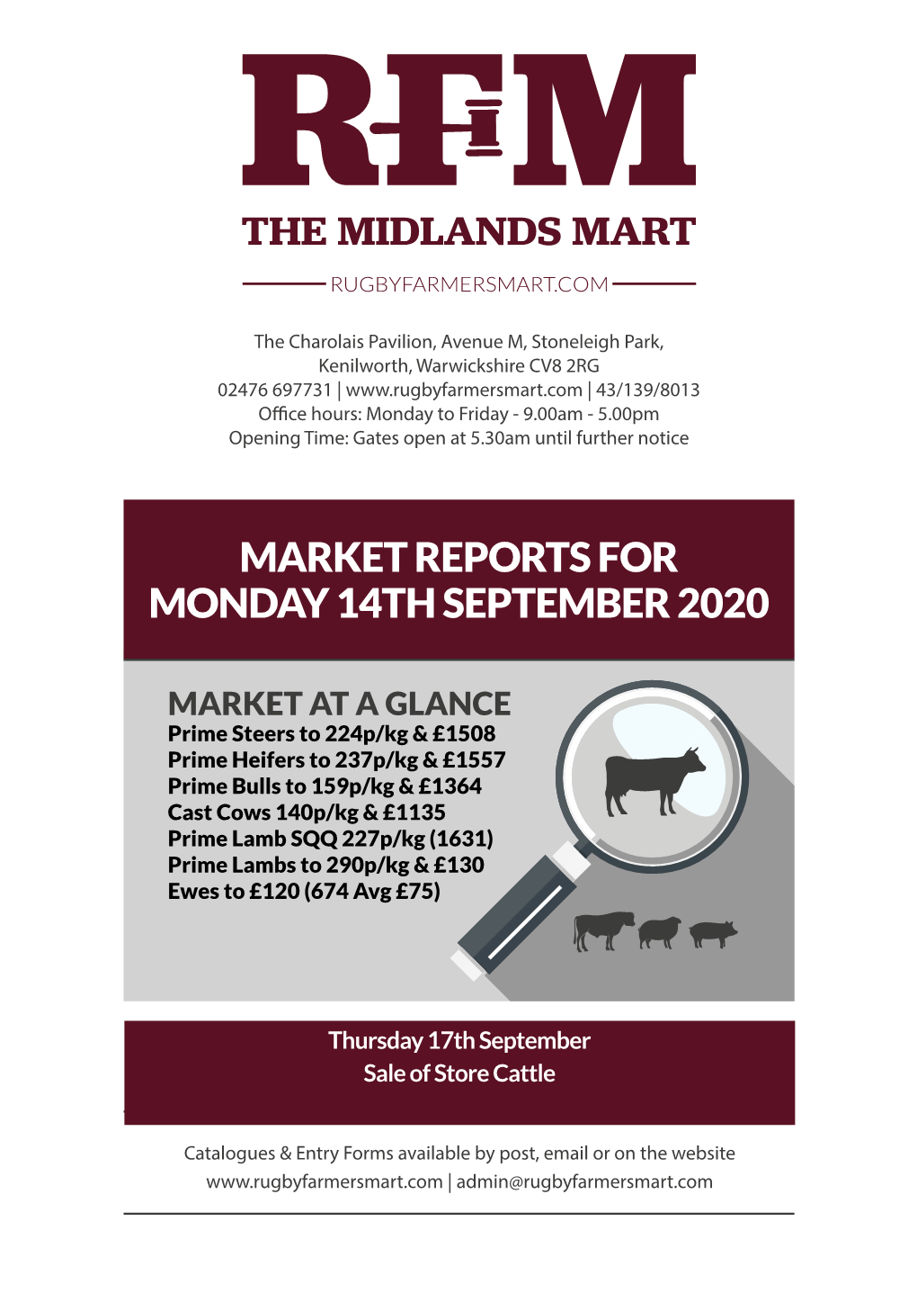 Market Reports for Monday 14Th September 2020