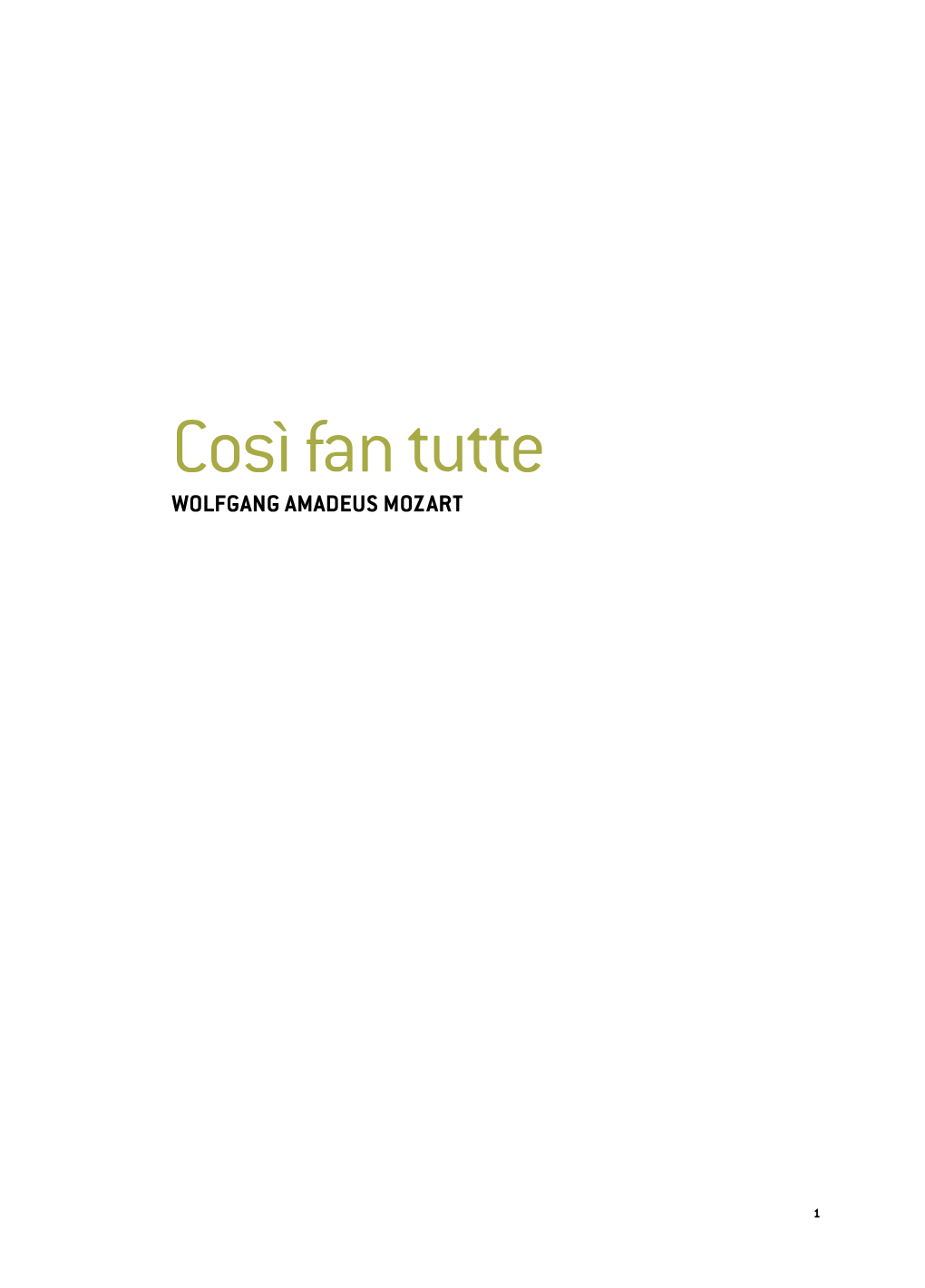 Così Fan Tutte Wolfgang Amadeus Mozart