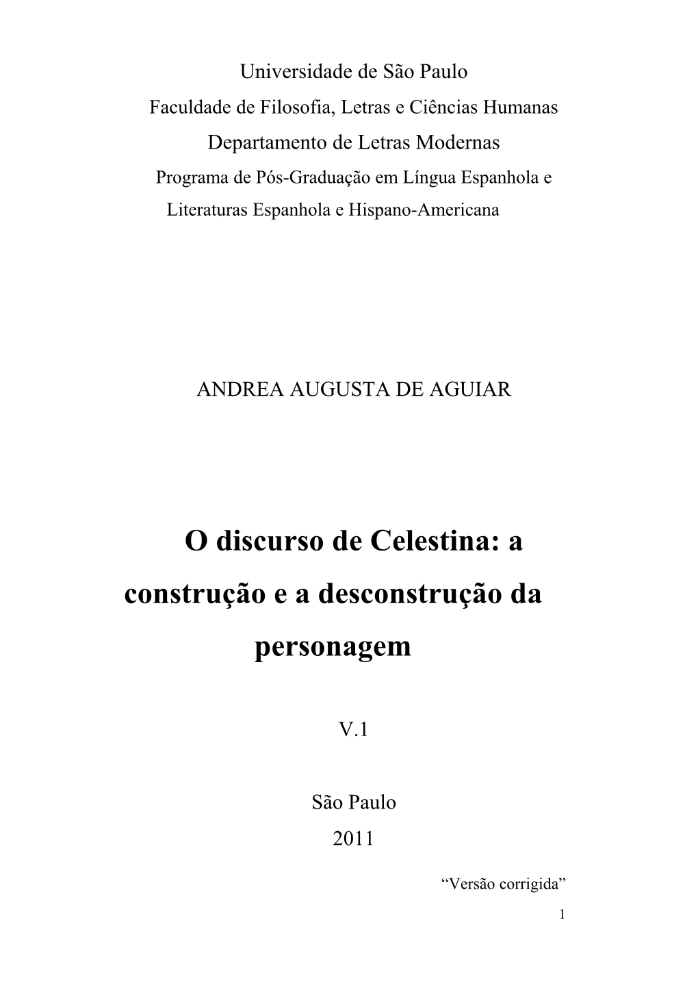 O Discurso De Celestina: a Construção E a Desconstrução Da Personagem