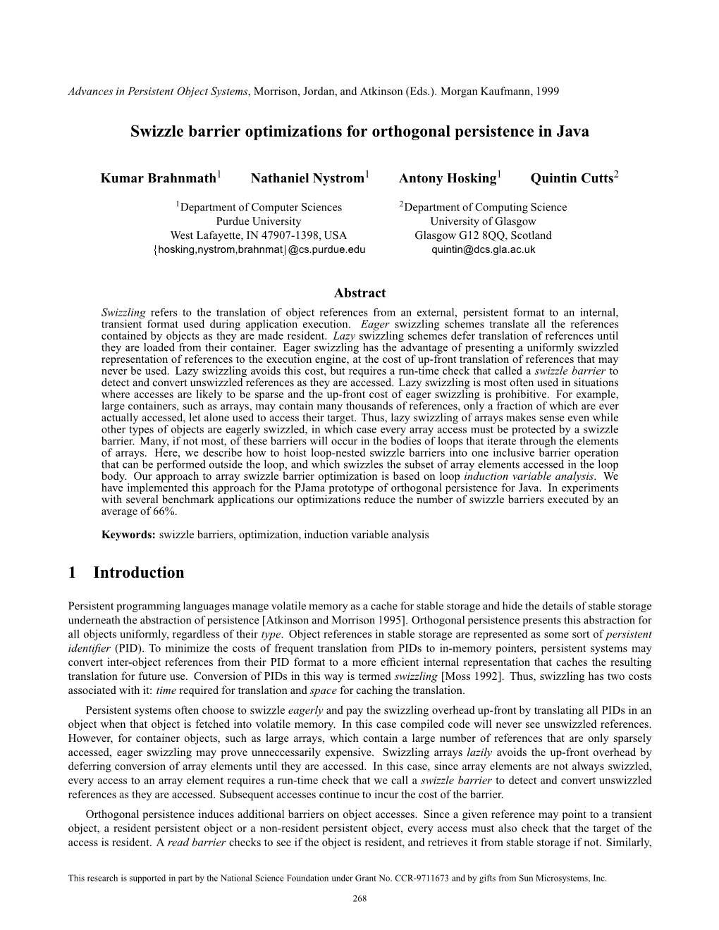 Swizzle Barrier Optimizations for Orthogonal Persistence in Java