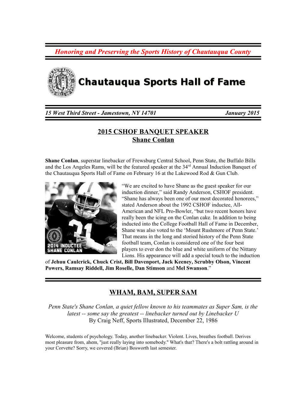 Preserving the Sports History of Chautauqua County