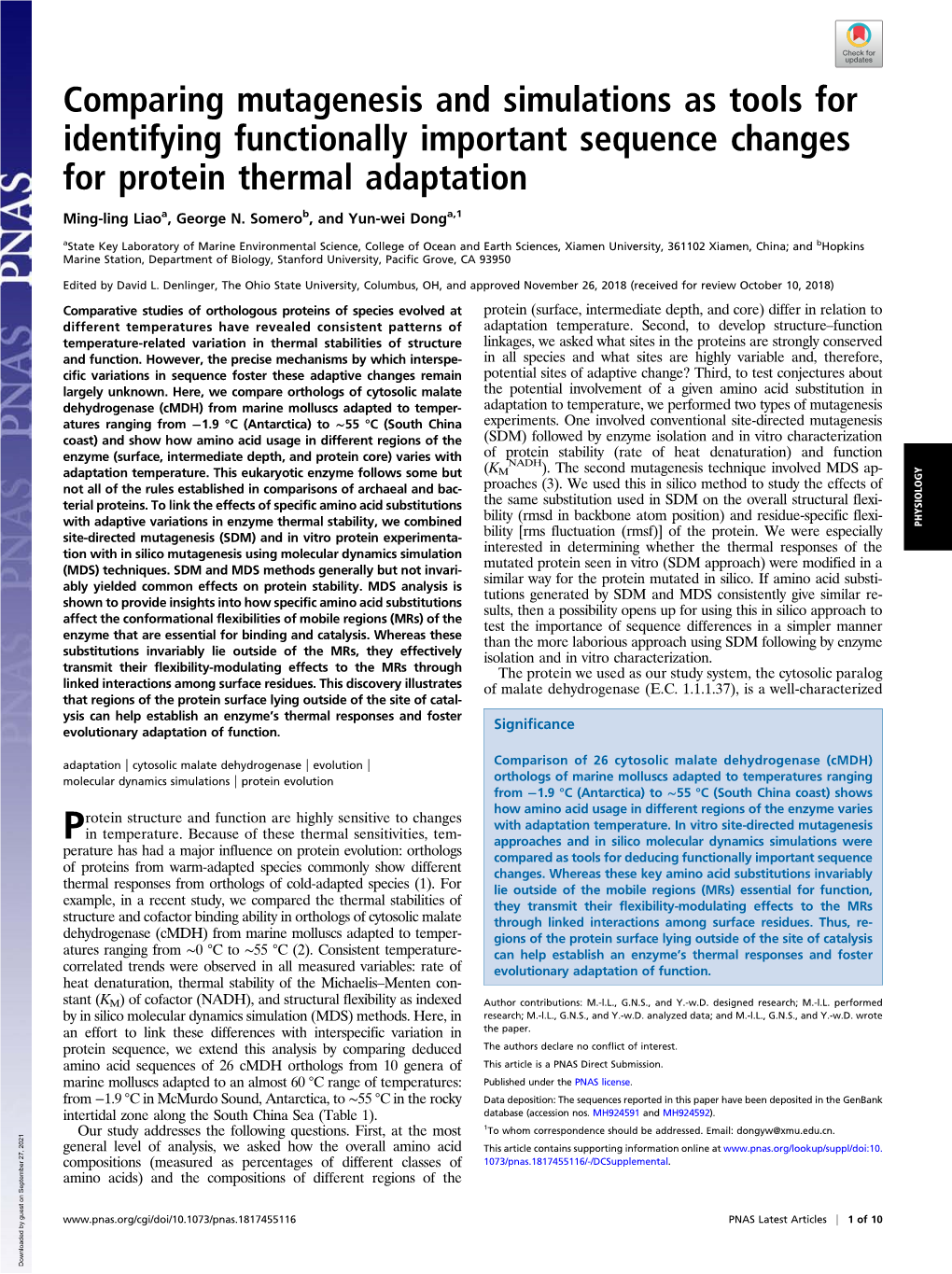 Comparing Mutagenesis and Simulations As Tools for Identifying Functionally Important Sequence Changes for Protein Thermal Adaptation