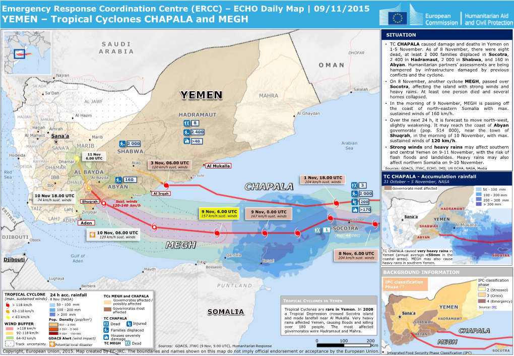 Tropical Cyclones CHAPALA and MEGH