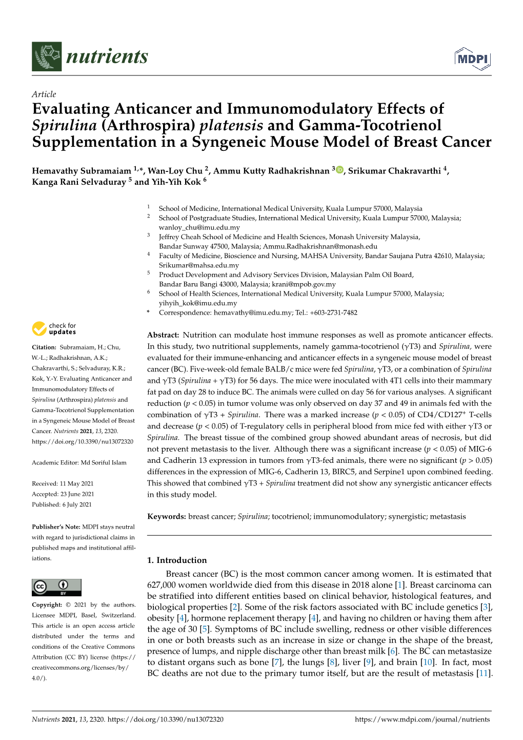 Evaluating Anticancer and Immunomodulatory Effects Of