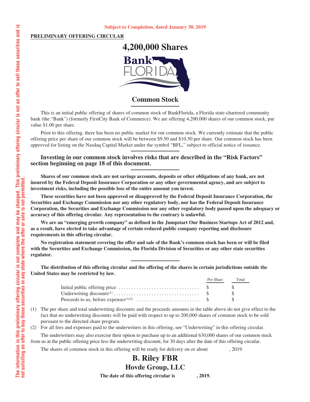 Bankflorida Offering Circular.Pdf