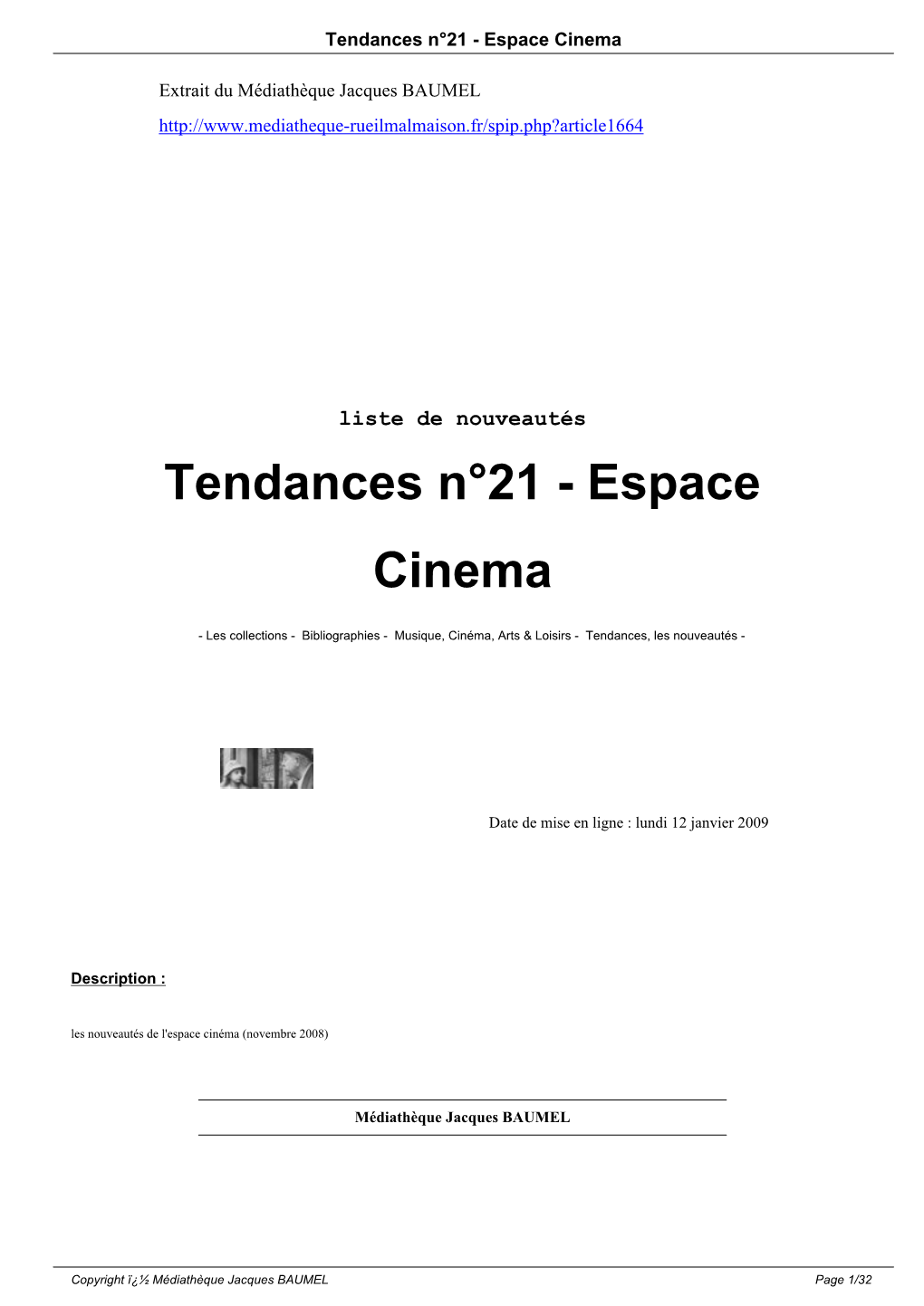 Tendances N°21 - Espace Cinema