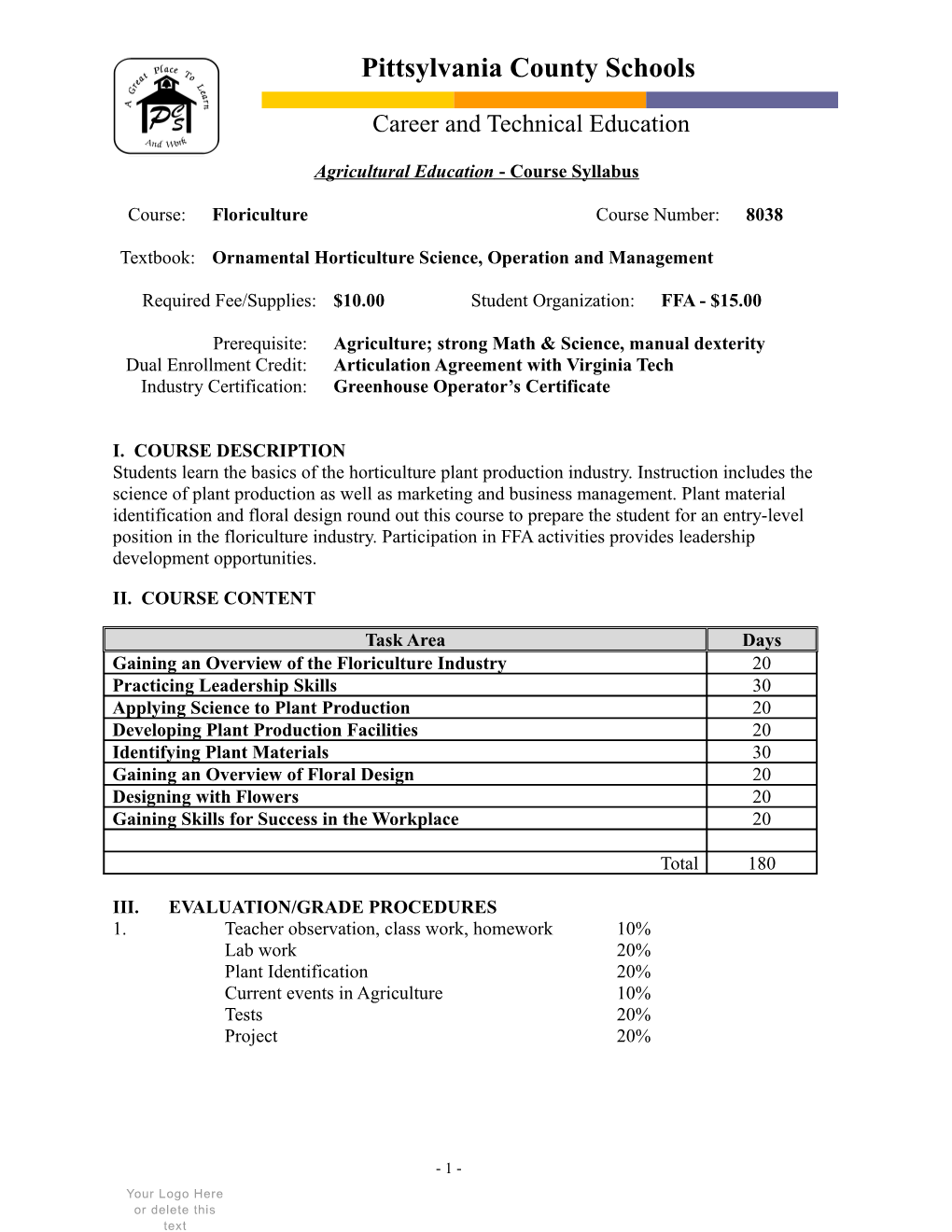 Agricultural Education Course Syllabus s3