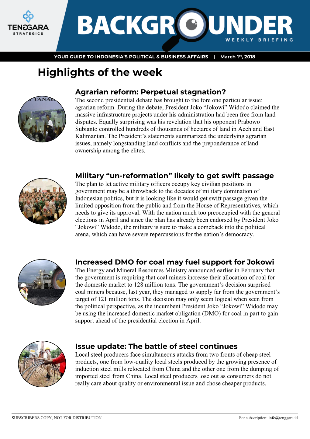 Highlights of the Week